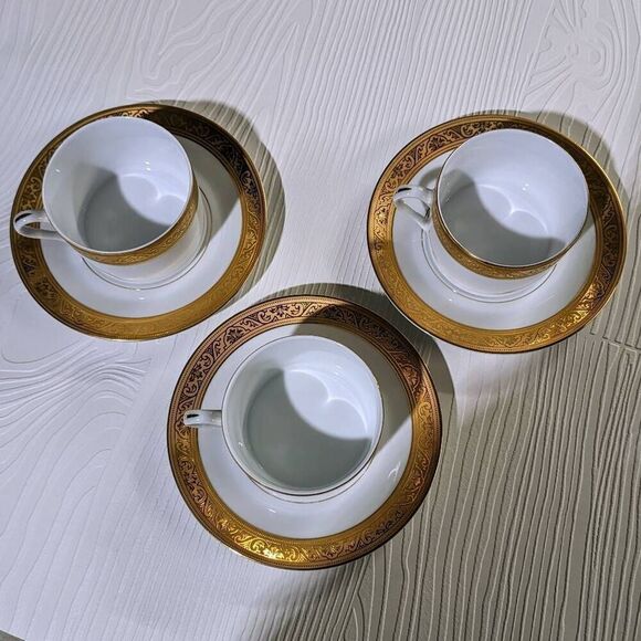 Philippe Deshoulieres Royal Trinanon Gold Tea Cup and Saucer 6pc Set - Picture 3 of 9